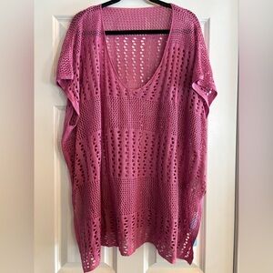Cupshe Pink Crochet Swim Cover Up, size Medium